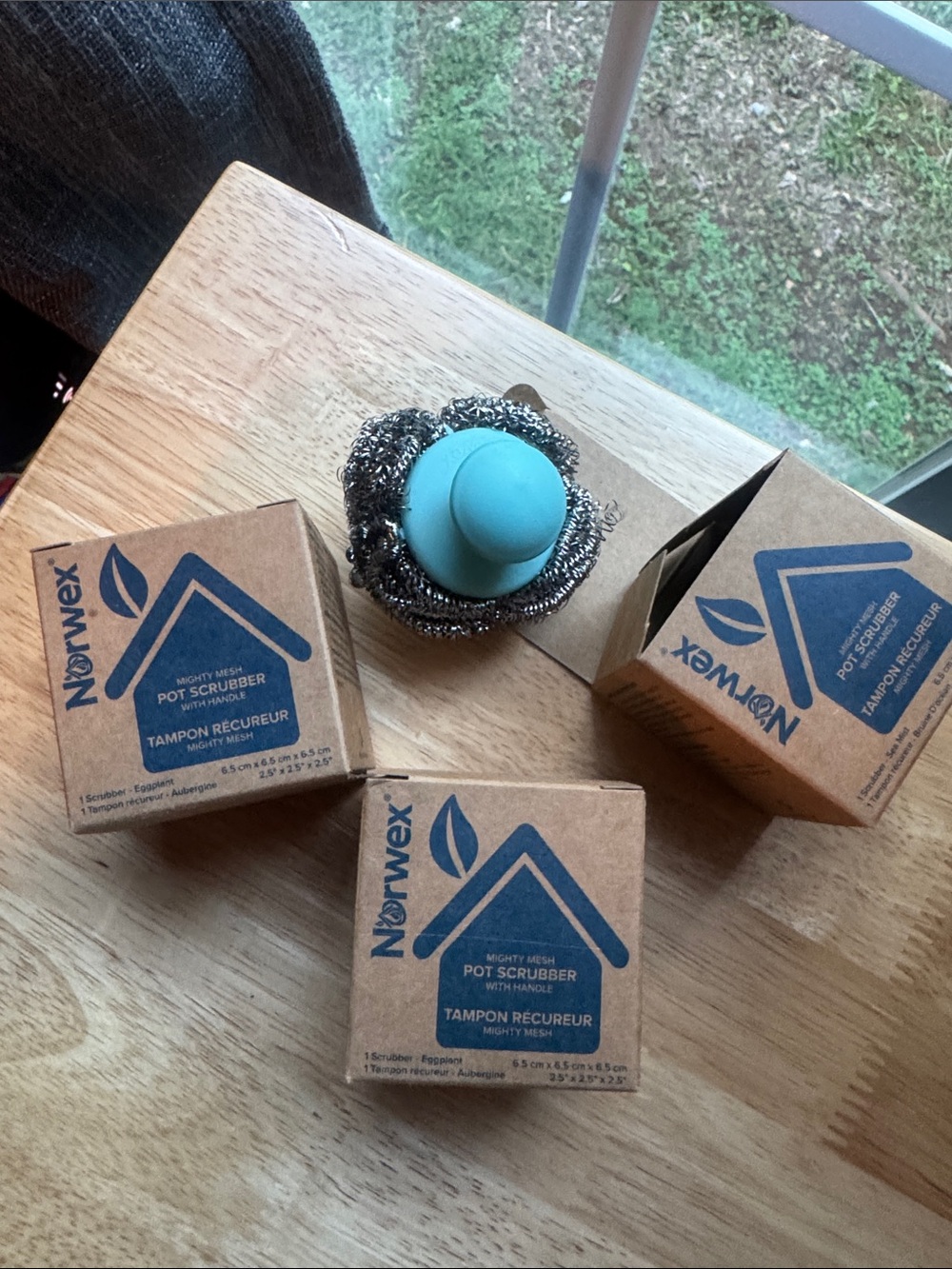 Norwex Teal Pot Scrubber with Handle